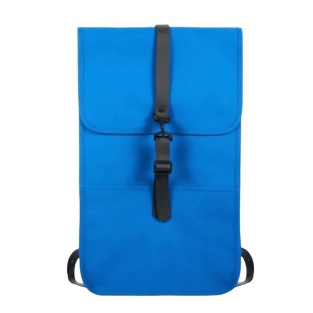 Rains Solid W3 Waves Backpack Blue Black PU Waterproof Adjustable Shoulder Strap